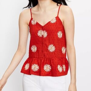 NWT LOFT Floral Embroidered Peplum Cami Tank